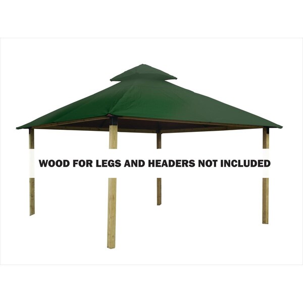Acacia 14 sq. ft. Gazebo Roof Framing & Mounting Kit with Green Sundura Canopy AGK14-SD GREEN - main